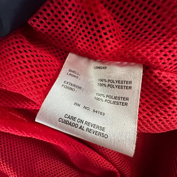 Tommy Hilfinger Navy Blue Red Trim Hooded Long Sleeve Zip Windbreaker Jacket S - Picture 8 of 12